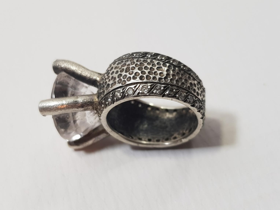 DEV BOY TEK TAŞ GÜMÜŞ YÜZÜK