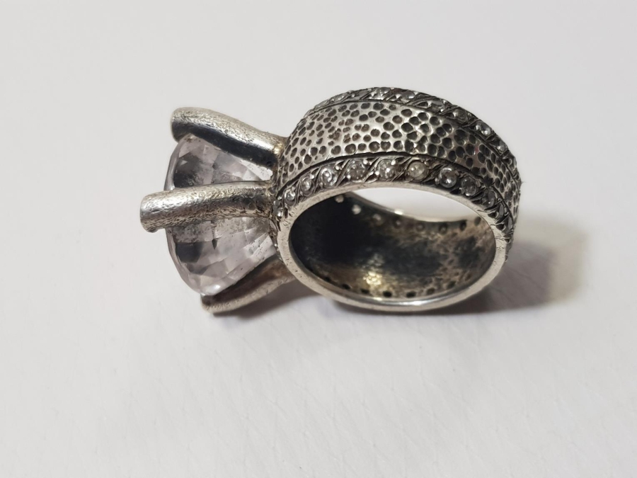 DEV BOY TEK TAŞ GÜMÜŞ YÜZÜK