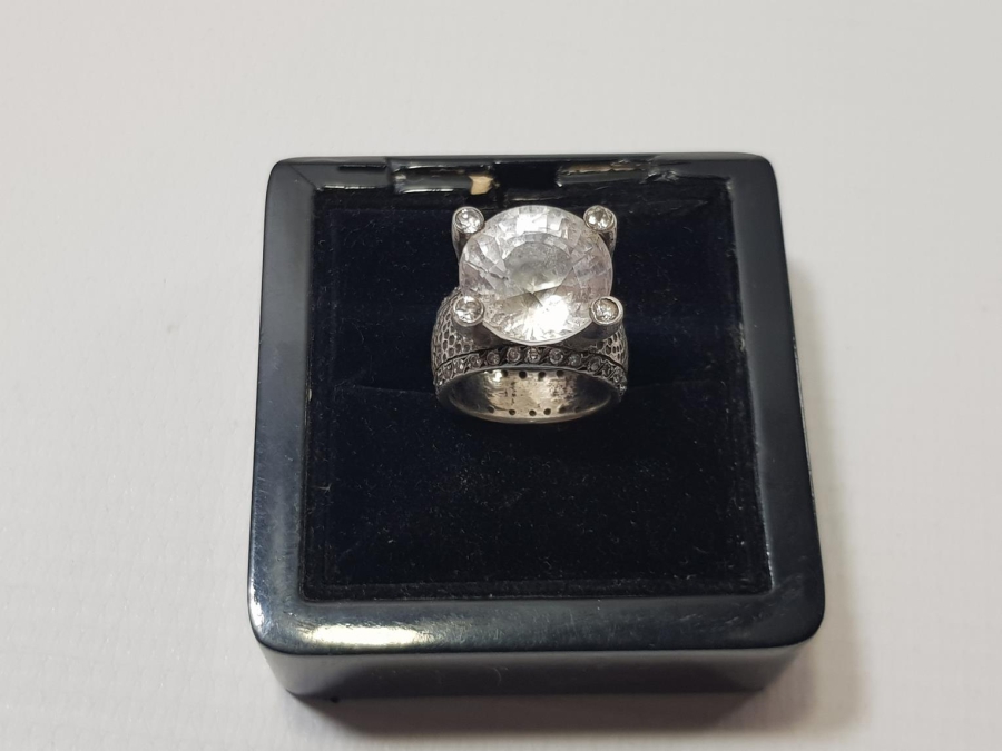 DEV BOY TEK TAŞ GÜMÜŞ YÜZÜK