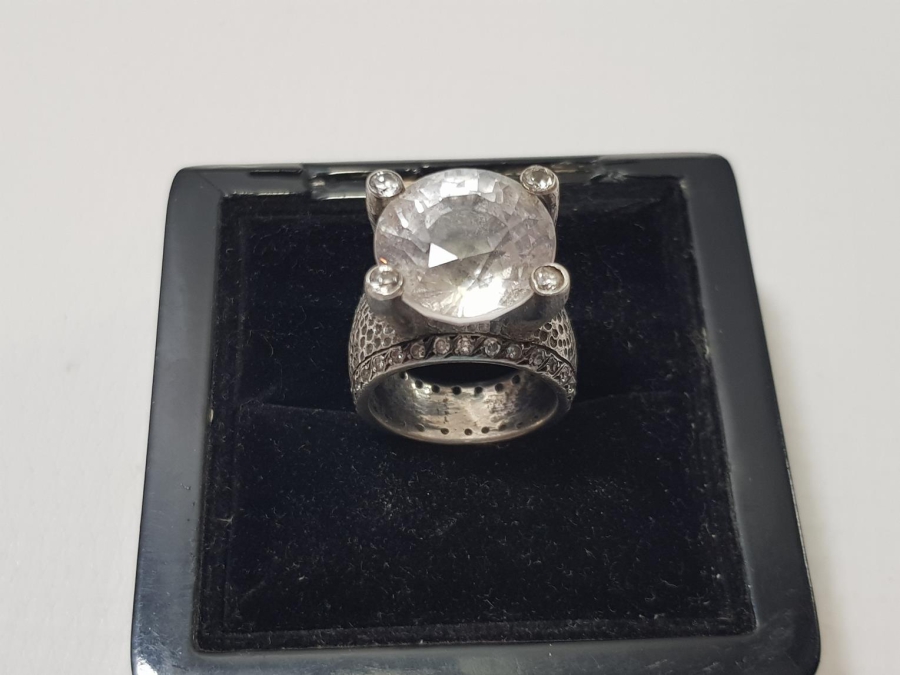 DEV BOY TEK TAŞ GÜMÜŞ YÜZÜK