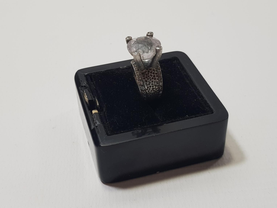 DEV BOY TEK TAŞ GÜMÜŞ YÜZÜK