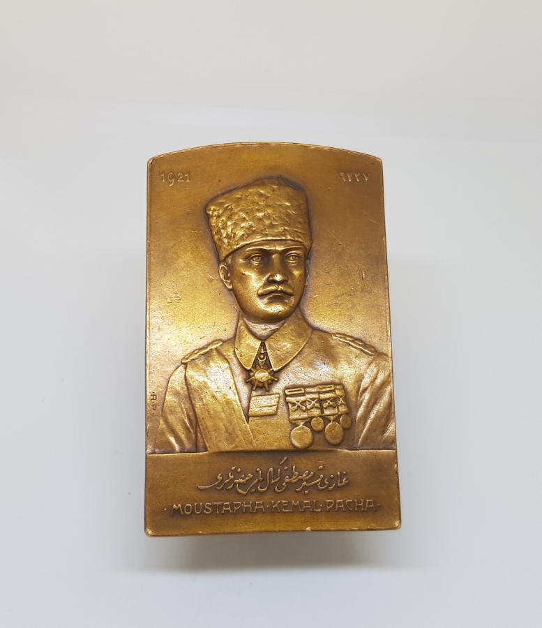 1921 ANKARA ANLAŞMASI GAZİ MÜŞİR MUSTAFA KEMAL PAŞA PLAKET MADALYA