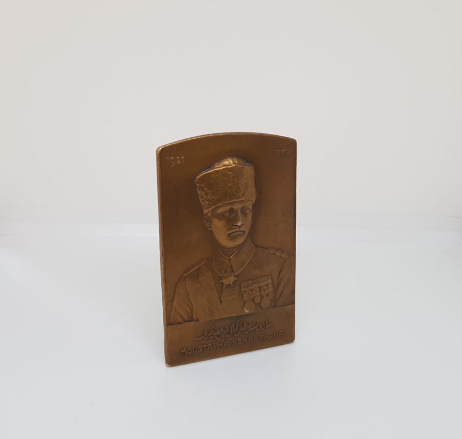 1921 ANKARA ANLAŞMASI GAZİ MÜŞİR MUSTAFA KEMAL PAŞA PLAKET MADALYA