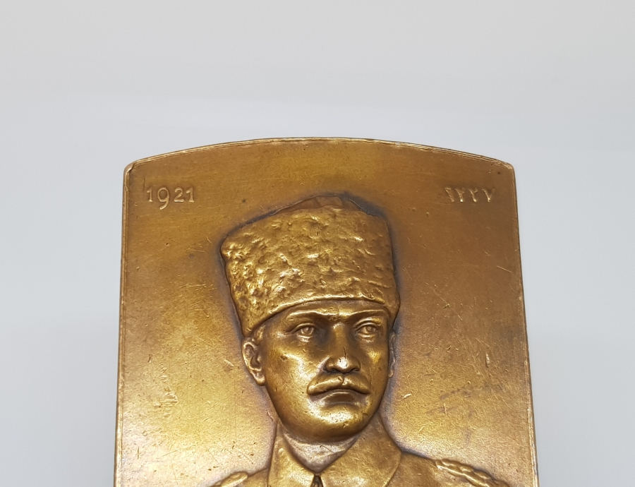 1921 ANKARA ANLAŞMASI GAZİ MÜŞİR MUSTAFA KEMAL PAŞA PLAKET MADALYA
