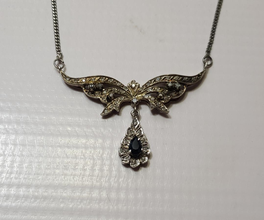 ANTİKA SAFİR TAŞLI PIRLANTA GERDANLIK