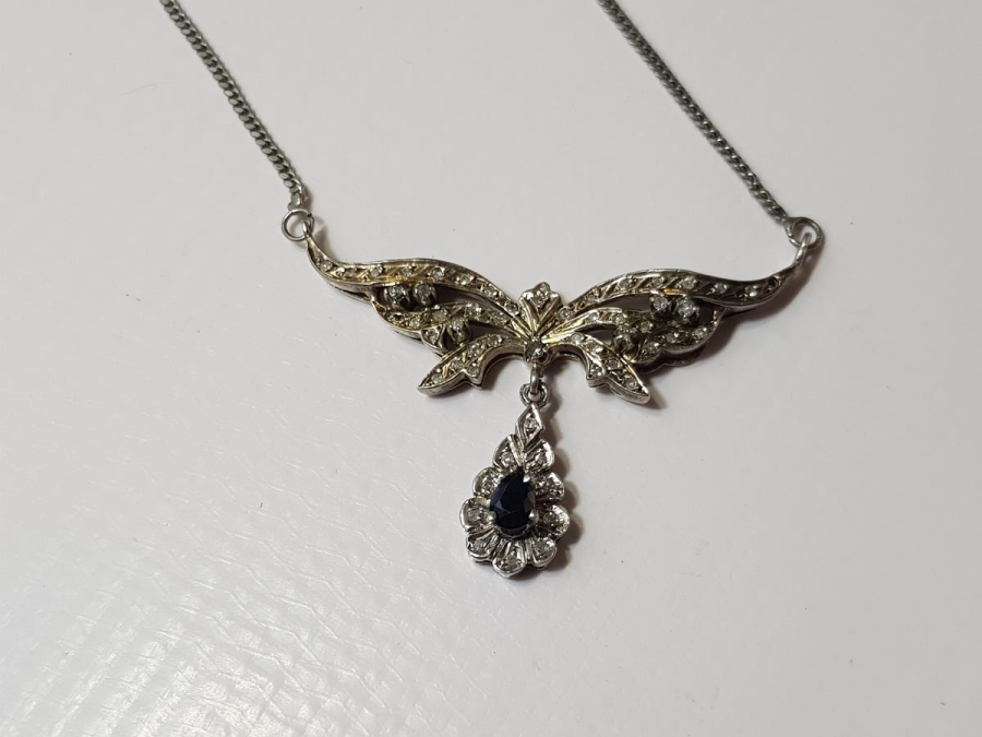 ANTİKA SAFİR TAŞLI PIRLANTA GERDANLIK