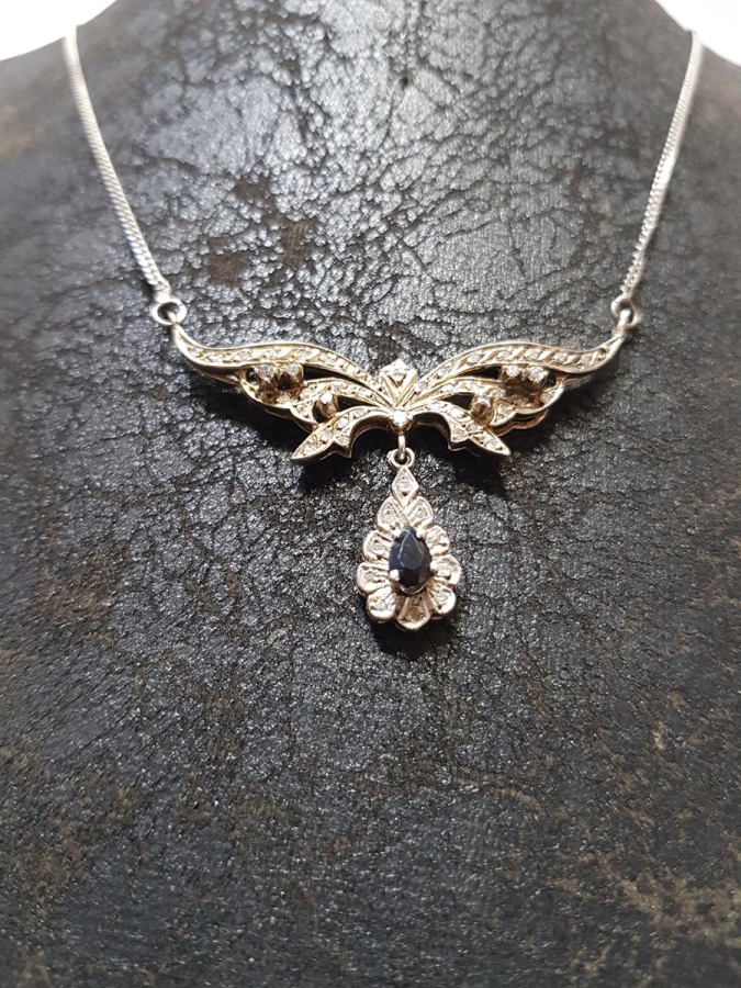 ANTİKA SAFİR TAŞLI PIRLANTA GERDANLIK