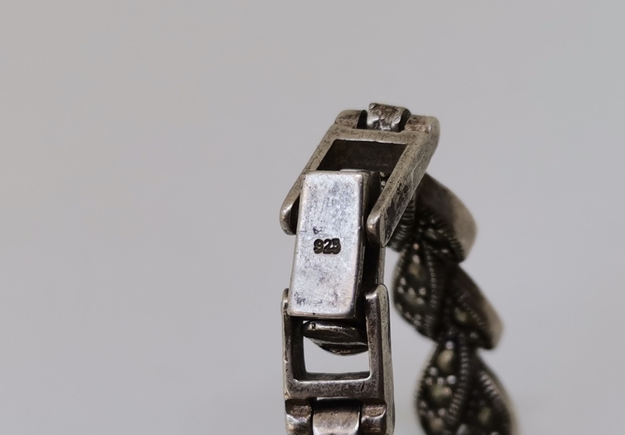 MARGAZİT TAŞLARLA SÜSLÜ GÜMÜŞ KOL SAATİ İSKELETİ