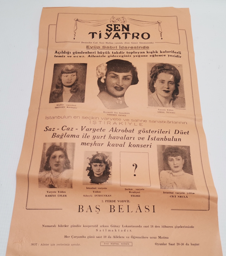 ÇOK NADİR ANTİKA ŞEN TİYATRO AFİŞİ