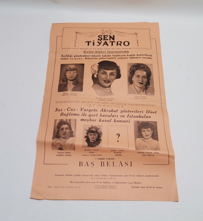 ÇOK NADİR ANTİKA ŞEN TİYATRO AFİŞİ