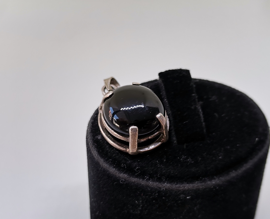 SİYAH AKİK TAŞLI ÖZEL YAPIM KOLYE UCU