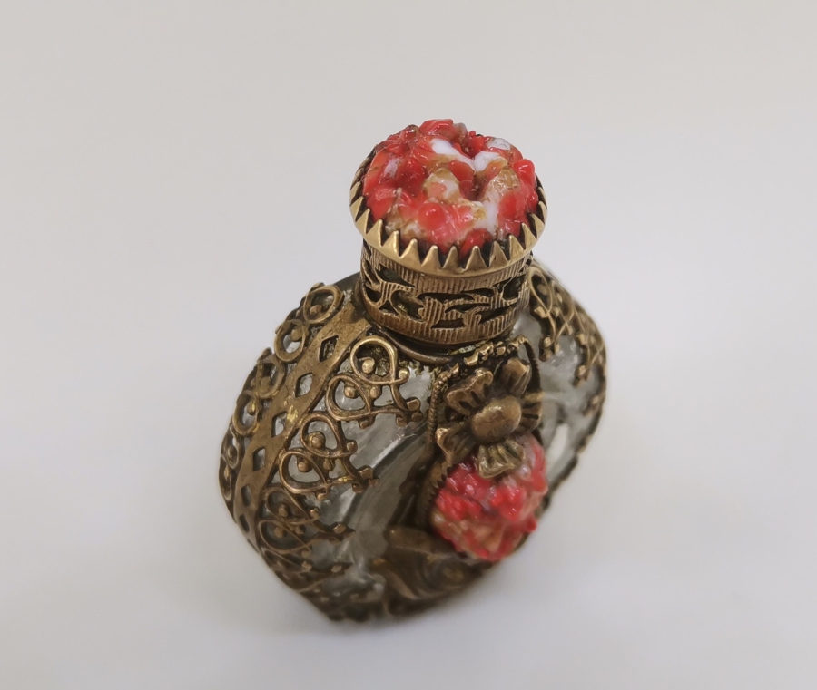 OSMANLI DÖNEMİ MERCAN TAŞLI NADİR PARFÜM ŞİŞESİ