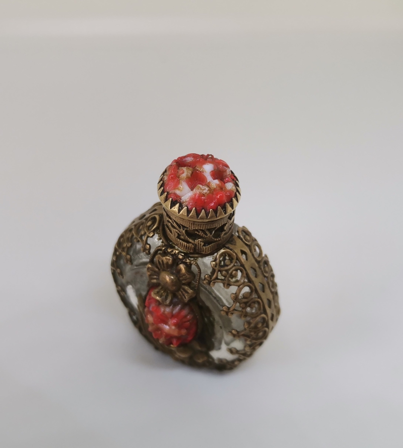 OSMANLI DÖNEMİ MERCAN TAŞLI NADİR PARFÜM ŞİŞESİ