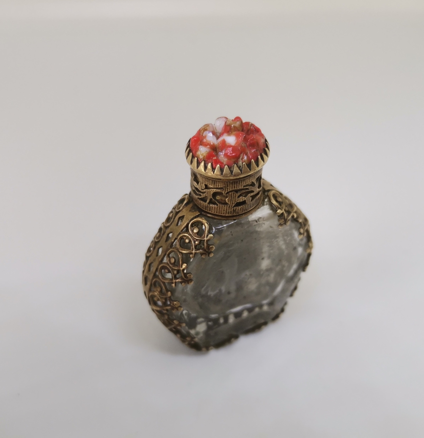 OSMANLI DÖNEMİ MERCAN TAŞLI NADİR PARFÜM ŞİŞESİ