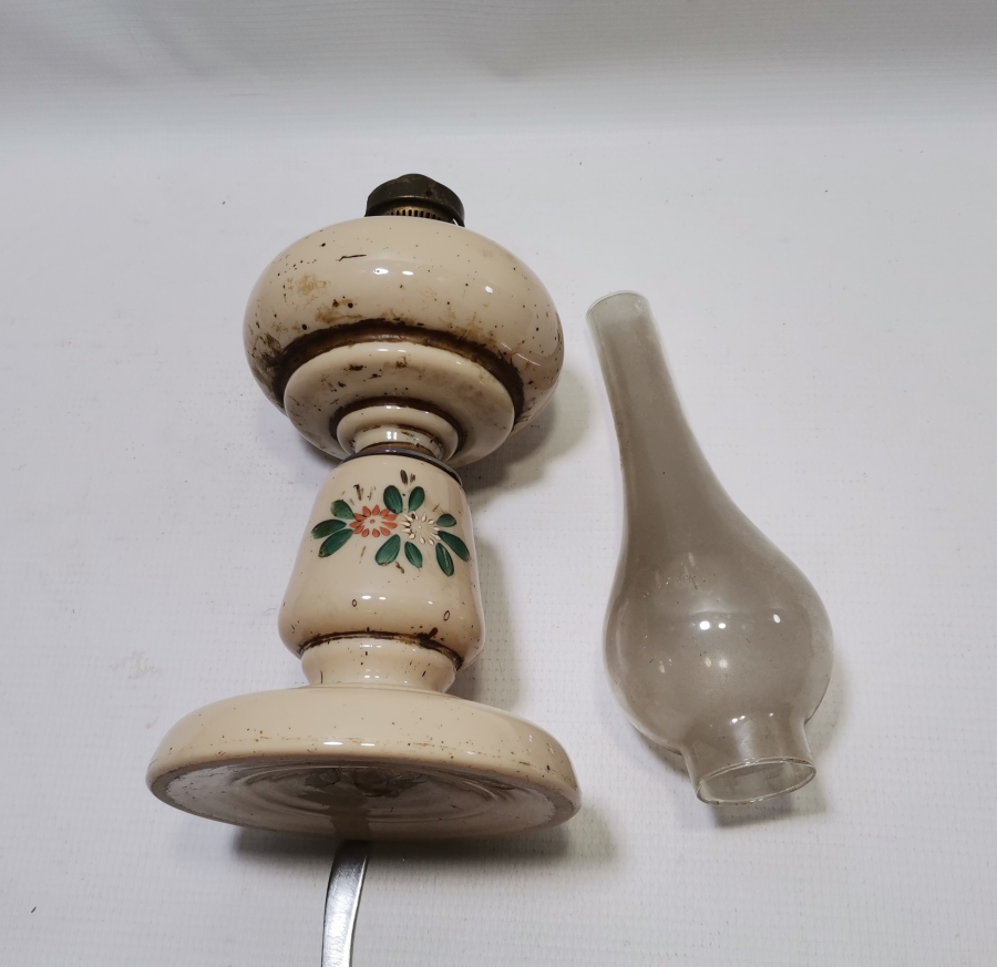 OSMANLI DÖNEMİ EL BOYAMA VE KOPARMA İŞÇİLİKLİ NADİR TAŞ OPALİN GAZ LAMBASI