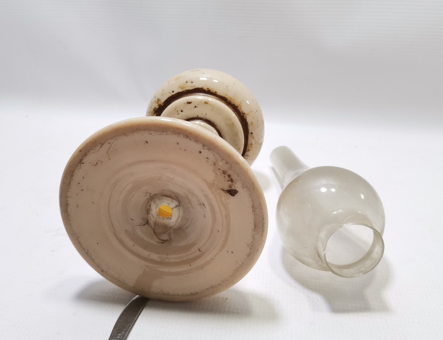 OSMANLI DÖNEMİ EL BOYAMA VE KOPARMA İŞÇİLİKLİ NADİR TAŞ OPALİN GAZ LAMBASI