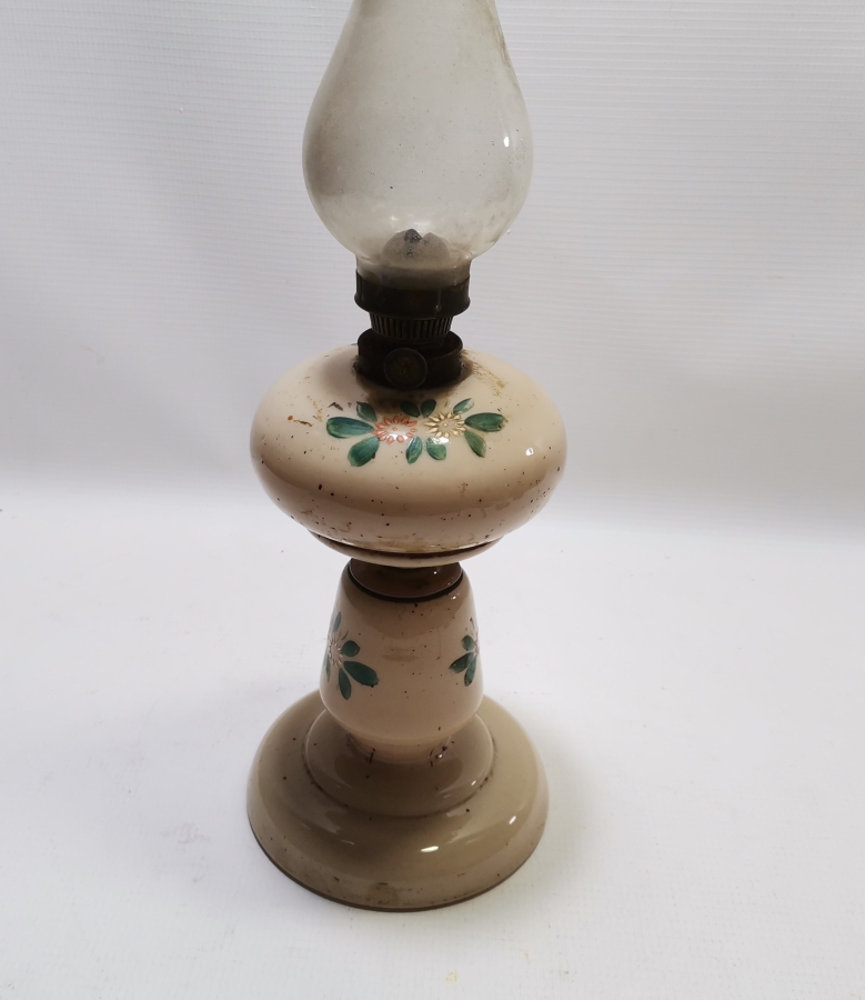 OSMANLI DÖNEMİ EL BOYAMA VE KOPARMA İŞÇİLİKLİ NADİR TAŞ OPALİN GAZ LAMBASI