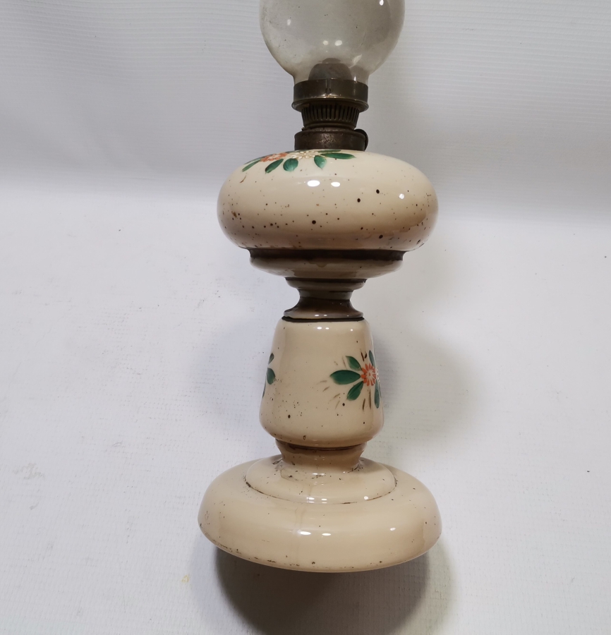 OSMANLI DÖNEMİ EL BOYAMA VE KOPARMA İŞÇİLİKLİ NADİR TAŞ OPALİN GAZ LAMBASI