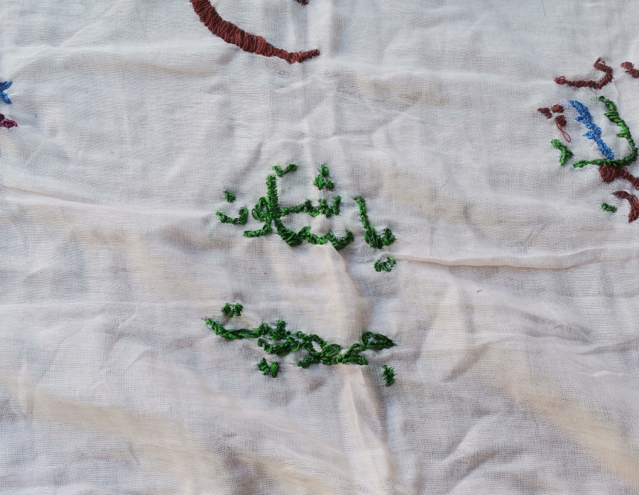 ÜZERİNDE OSMANLICA YAŞASIN CUMHURİYET YAZILI VE AY YILDIZLI EL İŞİ NADİR PANO