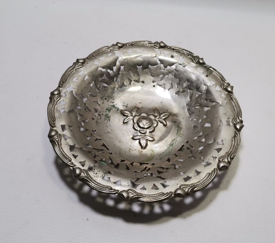 GÜMÜŞ KAPLAMA ANTİKA JARDİNYER - MEYVELİK