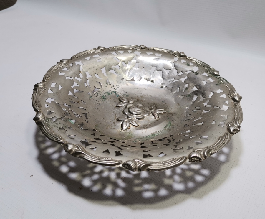 GÜMÜŞ KAPLAMA ANTİKA JARDİNYER - MEYVELİK