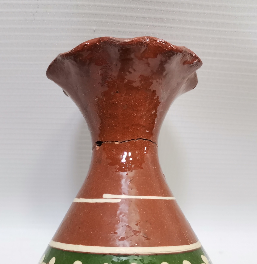 ÜZERİ SIRLI ANTİKA KINIK VAZO