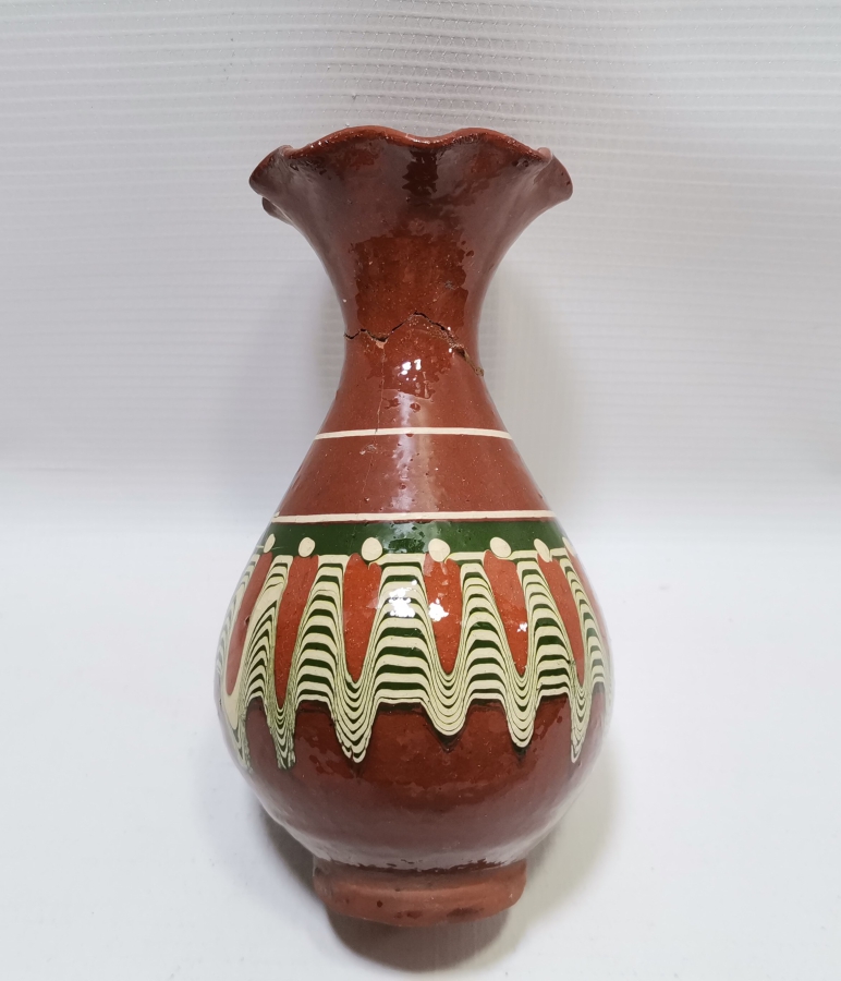 ÜZERİ SIRLI ANTİKA KINIK VAZO