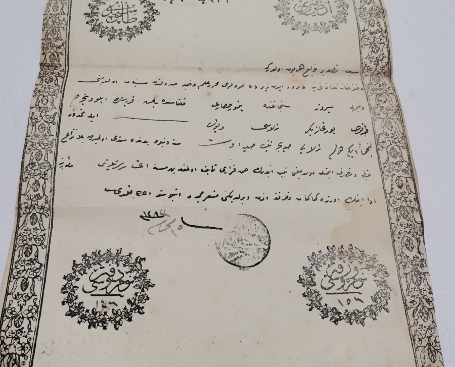 ABDÜLAZİZ HAN DÖNEMİ SARAYDAN VERİLMİŞ EL YAZMA NADİR SENEDİ HAKANİ