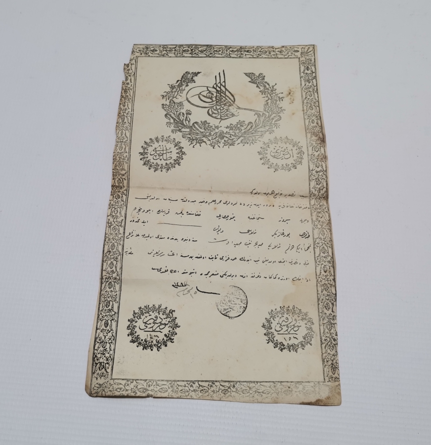 ABDÜLAZİZ HAN DÖNEMİ SARAYDAN VERİLMİŞ EL YAZMA NADİR SENEDİ HAKANİ