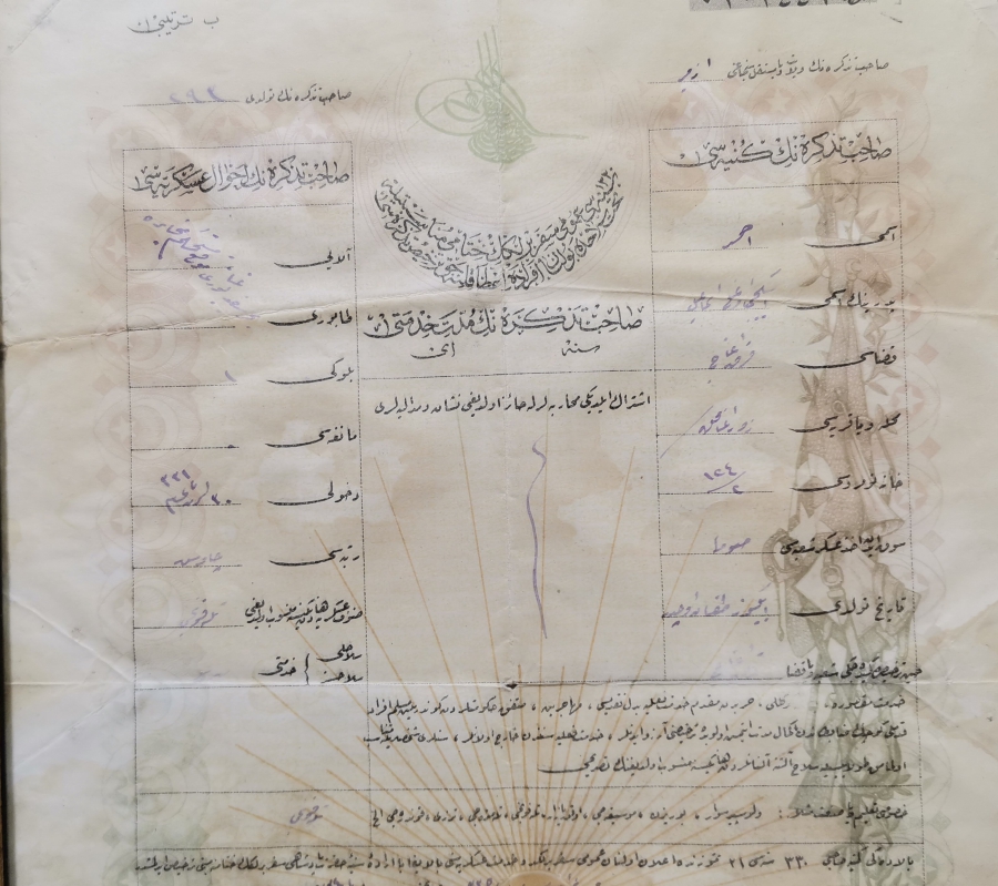 1. DÜNYA SAVAŞI DÖNEMİ ÇOK NADİR TOPÇU TERHİS BELGESİ