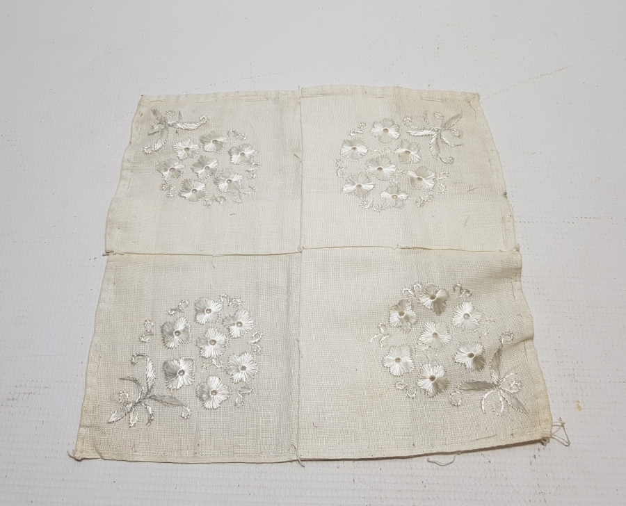 OSMANLI DÖNEMİ TAMAMI EL İŞİ İPEK SÖZ MENDİLİ - ÇEVRE