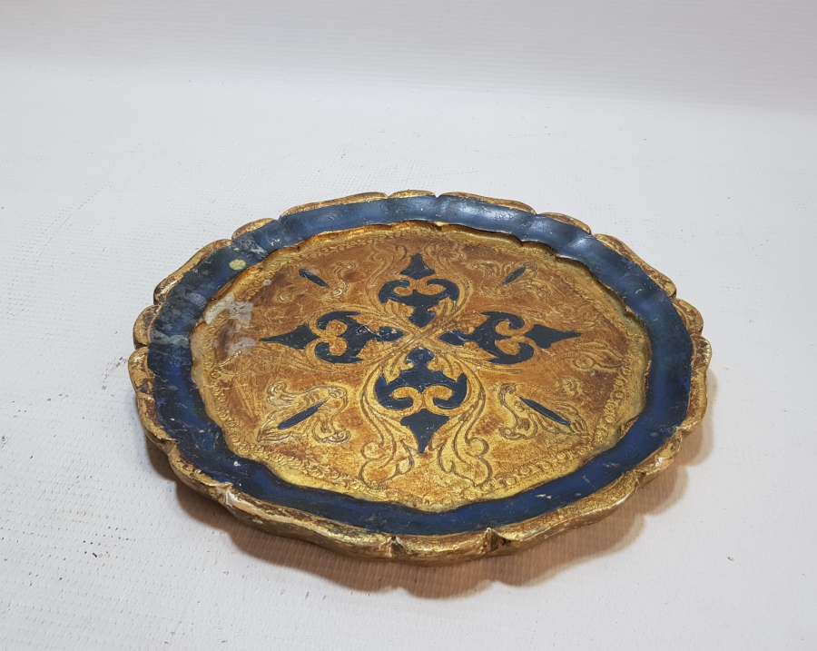 ÜZERİ ALTIN VARAKLI OSMANLI DÖNEMİ LEVANTEN AHŞAP KAHVE TEPSİSİ