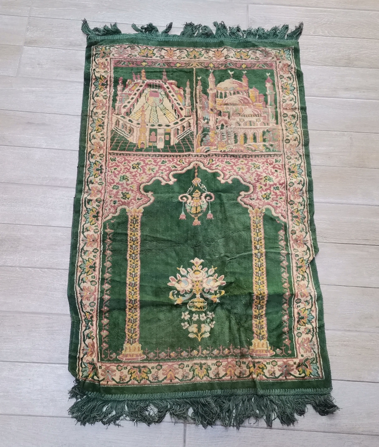 ÜZERİ KABE-İ ŞERİF GÖRSELLİ ANTİKA SECCADE