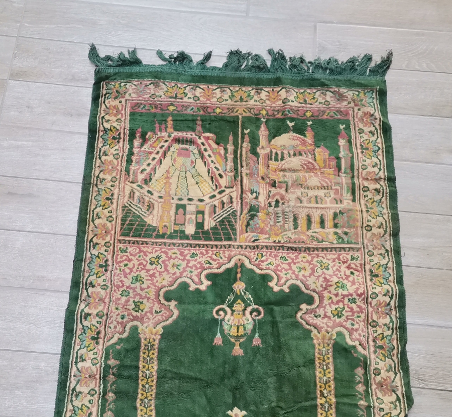 ÜZERİ KABE-İ ŞERİF GÖRSELLİ ANTİKA SECCADE