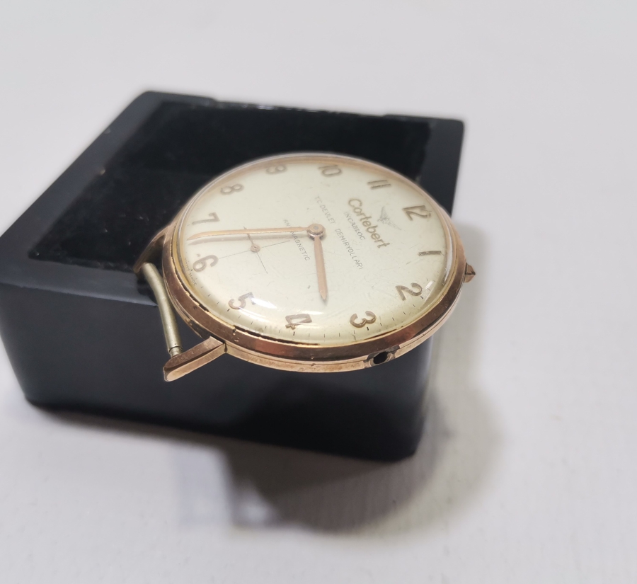 DEVLET DEMİR YOLLARI İÇİN ÖZEL YAPILMIŞ CORTEBERT MARKA ALTIN KAPLAMA KURMALI KOL SAATİ