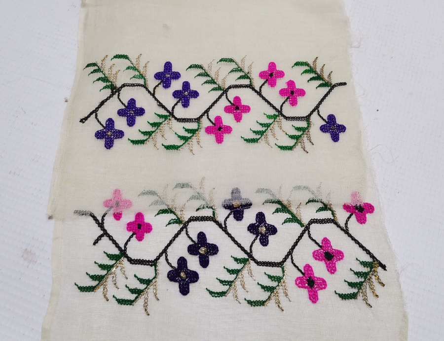 GÜMÜŞ SIRMA VE İPEK İPLERLE İŞLENMİŞ OSMANLI DÖNEMİ NADİR İPEK UÇKURLUK