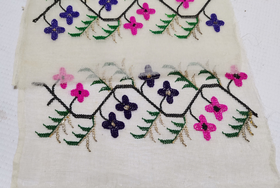 GÜMÜŞ SIRMA VE İPEK İPLERLE İŞLENMİŞ OSMANLI DÖNEMİ NADİR İPEK UÇKURLUK