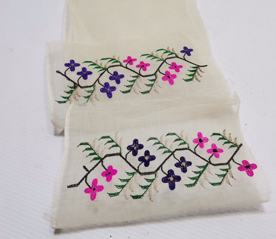 GÜMÜŞ SIRMA VE İPEK İPLERLE İŞLENMİŞ OSMANLI DÖNEMİ NADİR İPEK UÇKURLUK