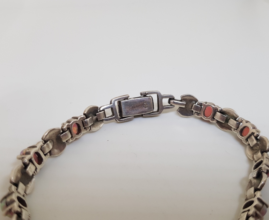 DOĞAL OPAL VE MARGAZİT TAŞLI ÖZEL YAPIM GÜMÜŞ BİLEKLİK