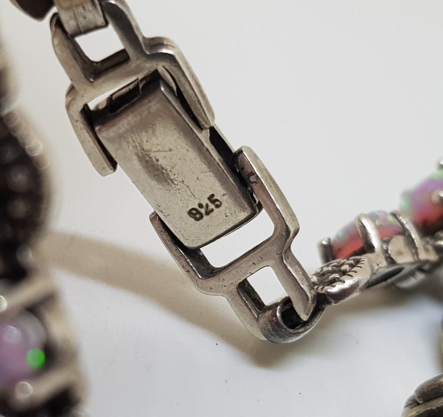 DOĞAL OPAL VE MARGAZİT TAŞLI ÖZEL YAPIM GÜMÜŞ BİLEKLİK