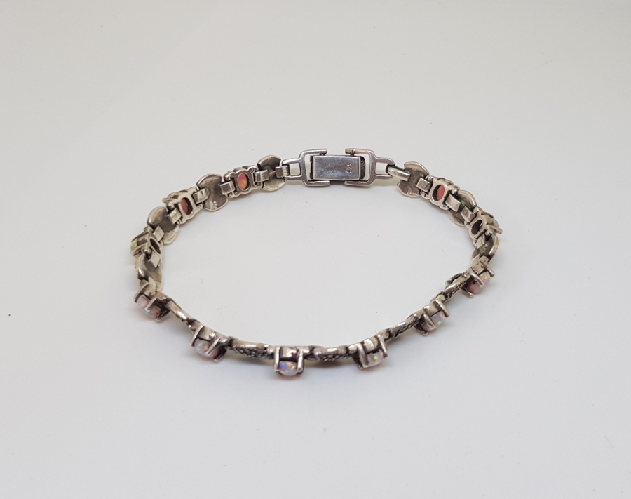 DOĞAL OPAL VE MARGAZİT TAŞLI ÖZEL YAPIM GÜMÜŞ BİLEKLİK