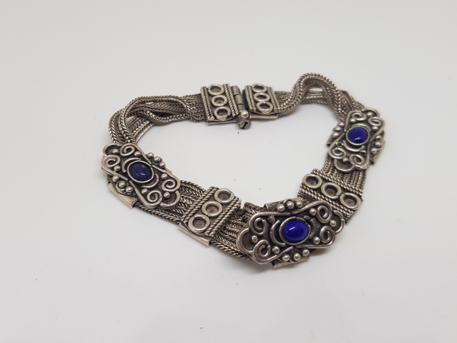 ÖZEL YAPIM LAPİS TAŞLI GÜMÜŞ BİLEKLİK