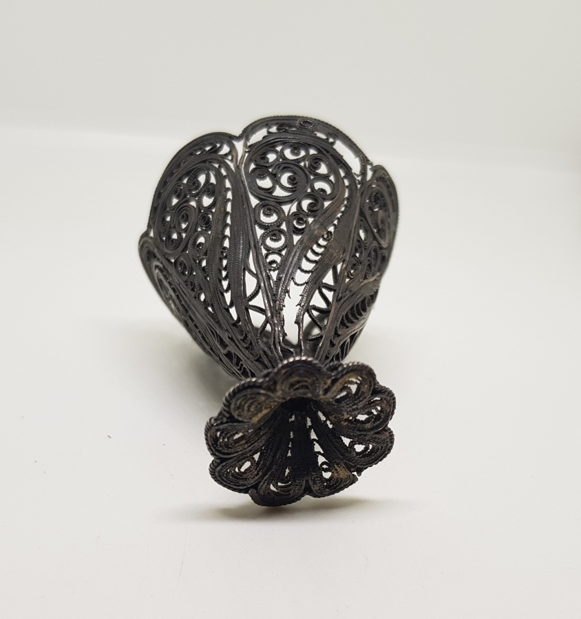 OSMANLI DÖNEMİ TELKARİ İŞÇİLİKLİ SAF GÜMÜŞ FİNCAN ZARFI