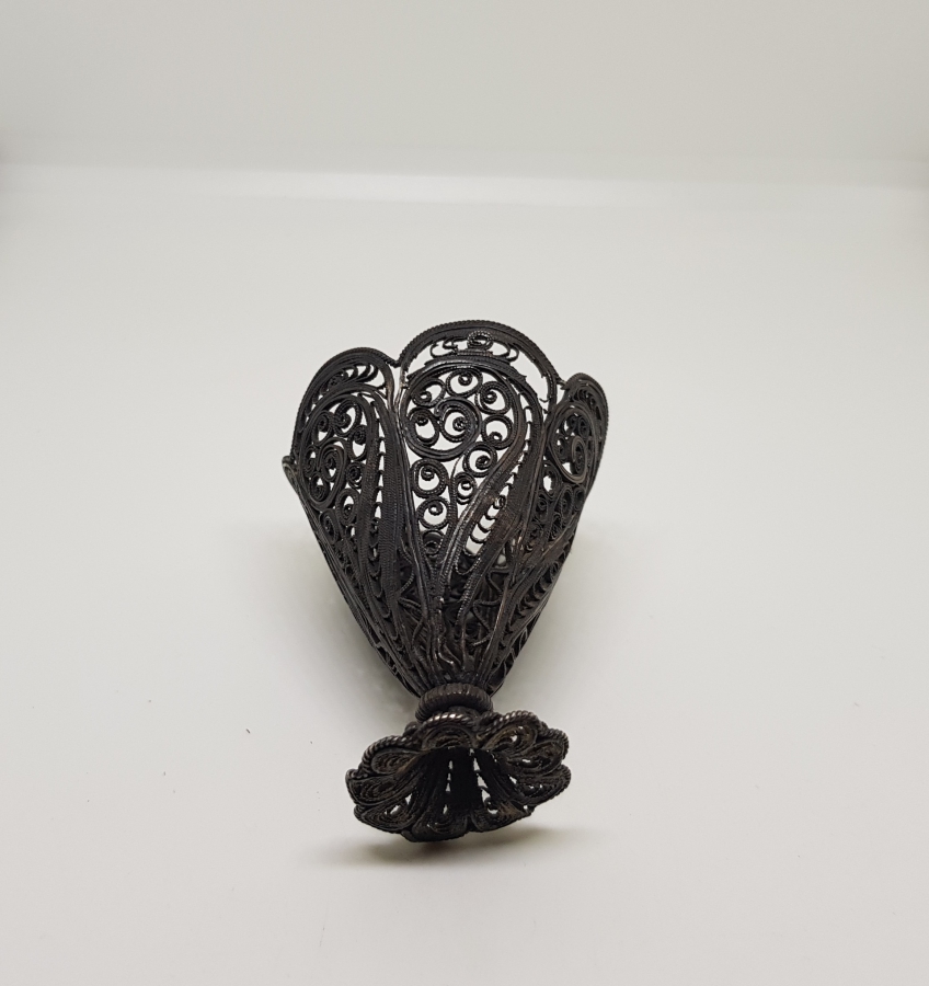 OSMANLI DÖNEMİ TELKARİ İŞÇİLİKLİ SAF GÜMÜŞ FİNCAN ZARFI