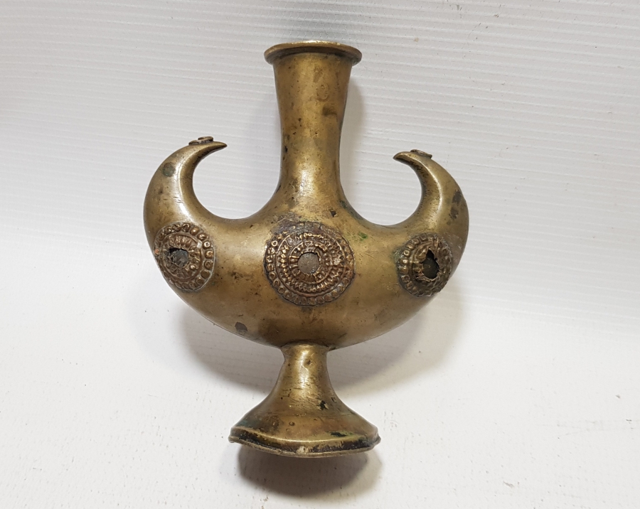 OSMANLI DÖNEMİ TEKKE İŞİ NADİR FORMDA BRONZ ŞAMDAN