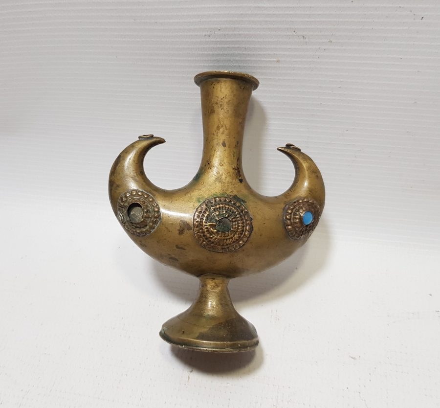 OSMANLI DÖNEMİ TEKKE İŞİ NADİR FORMDA BRONZ ŞAMDAN