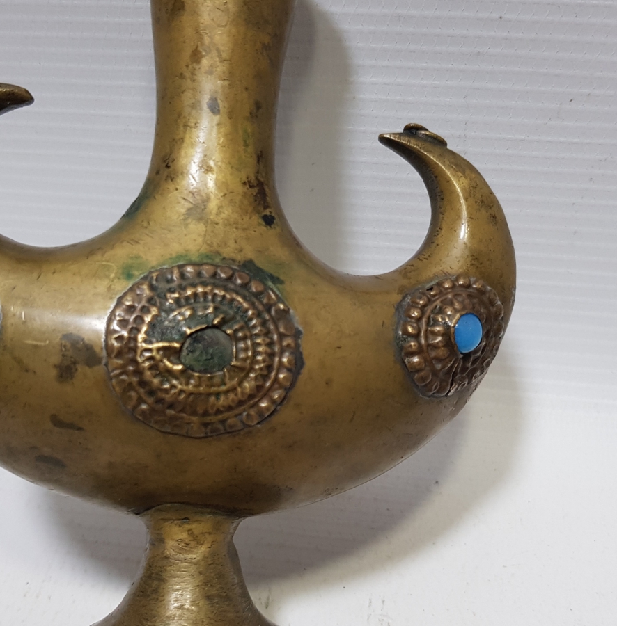 OSMANLI DÖNEMİ TEKKE İŞİ NADİR FORMDA BRONZ ŞAMDAN