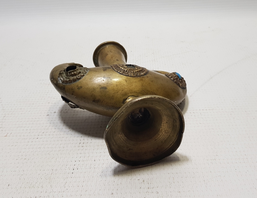 OSMANLI DÖNEMİ TEKKE İŞİ NADİR FORMDA BRONZ ŞAMDAN