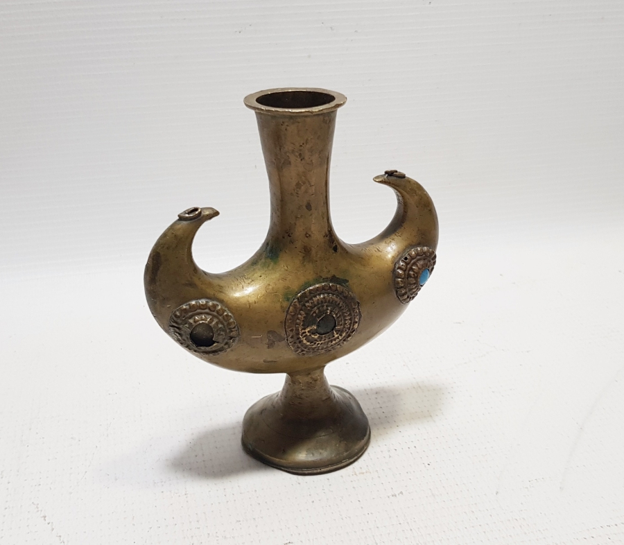 OSMANLI DÖNEMİ TEKKE İŞİ NADİR FORMDA BRONZ ŞAMDAN