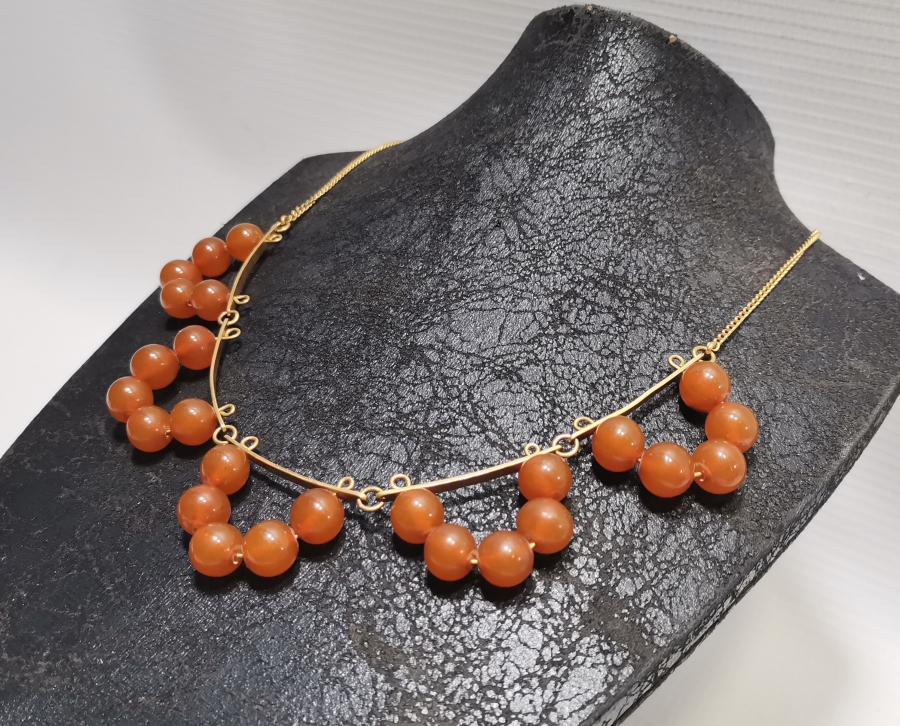 ÖZEL YAPIM ANTİKA DAMLA KEHRİBAR GERDANLIK